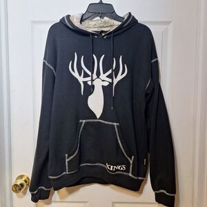 Kings Camo Black White Deer Graphic Hoodie Sweatshirt Hunting Gorpcore Size M